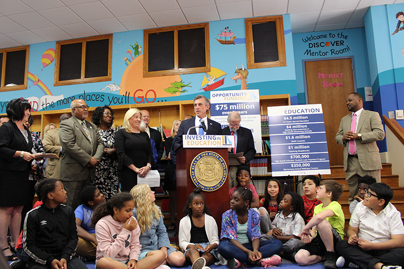 Picture of Governor Carney at local school opportunity funding event.