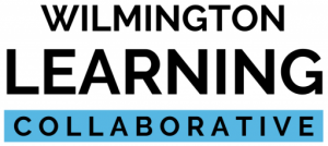 Wilmington Learning Collaborative Logo cropped tight. Black lettering with blue highlight over the word "Collaborative"