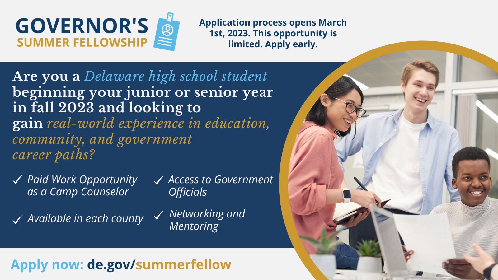 Apply for the Governor's Summer Fellowship