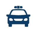 Graphic representation of a blue police car