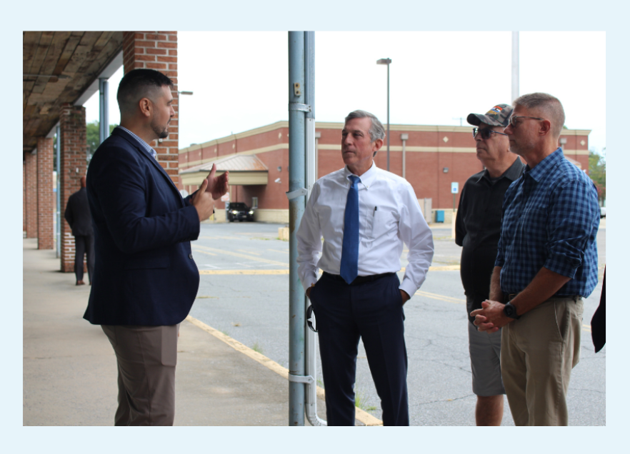 Governor Carney speaking with the Seaford Community